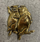 Vintage MFA Museum of Fine Arts Dancing Pigs Gold Tone Brooch Pin
