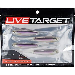 Live Target Ghost Tail Minnow Drop Shot Floating Bait (4 pack) - 4-1/2 “ - NEW!