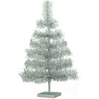 24'' Silver Christmas Tree Silver Feather Tinsel Tree Tabletop Holiday XMASS 2FT