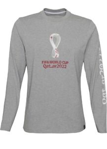 FIFA WORLD CUP 2022 Qatar Football Soccer Long Sleeve Gray T-Shirt Large
