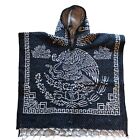 Small Mexican Poncho For Kids Or Small Adult Mexican Emblem / Native Design Grey