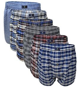 Men Classic Plaid Design Woven Boxer Shorts Underwear 6 Pack