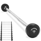 Rubber Fixed Barbell, Pre-Loaded Weight Straight Bar for Weightlifting
