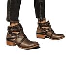 Freebird Stair Booties Size 8 M Brown Leather Ankle Boots with Straps & Buckles