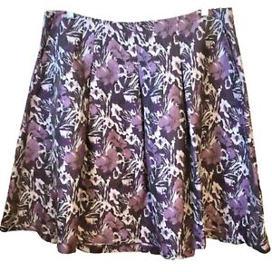 Lane Bryant A-Line Skirt Floral Purple Black Brocade Flower Pleated Plus Size 18