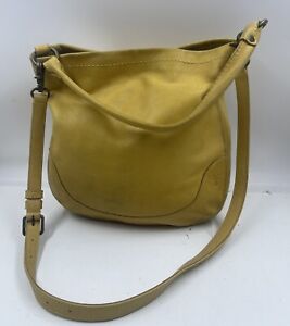 Frye Melissa Women's Handbag Yellow Leather Magnetic Snap Crossbody Hobo Bag