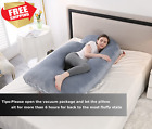 Pregnancy Pillow J Shaped Full Body Pillow with Velvet Cover Grey Maternity 60