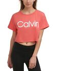 Calvin Klein Womens Performance Cropped Raw Hem Logo T-Shirt Large Radiance