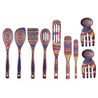 Island Bamboo Rainbow Pakkawood 9-Piece Kitchen Utensil Set Cooking Spoons Tool