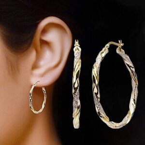 Fashion 925 Silver,Gold Cubic Zirconia Hoop Earrings for Women Wedding Jewelry