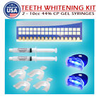 Teeth Whitening Kit (2)Gels (4)Trays (2)LED Light-Pro Strength Stain Remover 44%