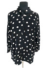 SUSAN GRAVER Womens Button Up Top Plus Size 3X Black Polka Dots Long Sleeve 107A