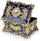 Vintage Rose Pattern Alloy Small Jewelry Storage Box Earrings Necklace Organizer