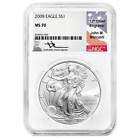 2008 $1 American Silver Eagle NGC MS70 Mercanti Flag Label White Core