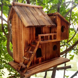 Wooden Bird Houses Hanging Handmade Outdoor Natural Bird Nest Squirrel HouseCage