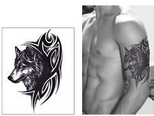 Temporary Realistic TRIBAL WOLF Tattoo Tattoos Art Waterproof Sticker 7.5X4.7