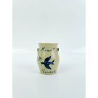 Strawtown pottery 1995 Indiana Mount Vernon blue dove mini crock vase