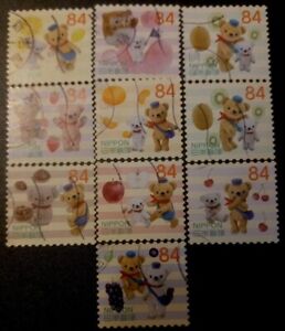 Japan Stamp 2021 Posukuma & Friends Complete Set Of 10 Fruits & Nuts Stamps