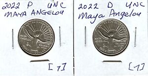 2022 D & P MAYA ANGELOU Quarters Unc from Bank- & Loomis- Wrapped Rolls Quan Dis
