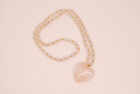 Rose Quartz Beaded  Necklace With Heart Pendant 28