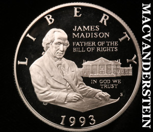 1993-S James Madison Commemorative Silver Half Dollar - Gem Proof Lustrous #V760