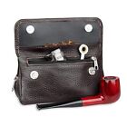 Genuine Leather Smoking Tobacco Pipe Pouch Case Bag for 2 Pipes Tamper Filter