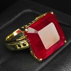 Ruby Blood Red Octagon 5.60 Ct. Spinel 925 Sterling Silver Gold Ring Size 7.25