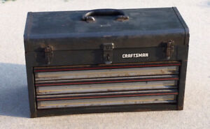 Sears Craftsman Vintage Dark Green Carry Mechanic’s Tool Box 3 Drawer 706-653380