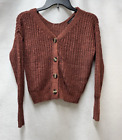 MOON & MADISON Rust brown Long Sleeve Cropped Cardigan Button Sweater Women XS
