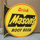 Outstanding Vintage MASON'S ROOT BEER Metal Flange Sign ~ Terrific Colors~LQQK!