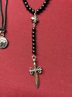 (All 3!)King Baby Onxy Bead Rosary/Buffalo Pendant Necklace/Bracelet .925 Silver