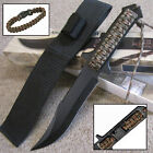 Paracord NIGHT HUNTER Tactical KNIFE with Removable CAMO Paracord Grip Bracelet