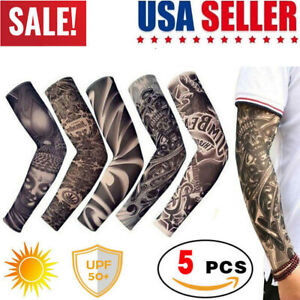 New Listing5x Men Women Tattoo Cooling Arm Sleeves Cycling Basketball UV Sun Protection USA