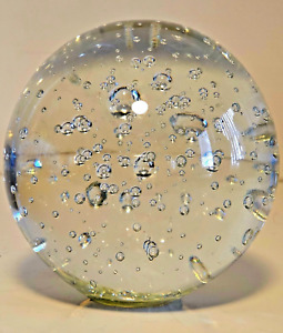 New ListingVintage Crystal Glass Bubble Art Glass Orb Sphere 4in Paperweight