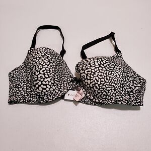 Victoria's Secret Women Bra 36C Black Cheetah Print Demi Lightly Lined READ
