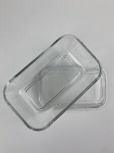 Butter Dish Clear Ribbed Glass Vintage