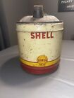 Vintage Shell Gas/Oil 5 Gallon Metal Can Yellow & Red Man Cave Display