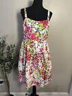 Jessica Howard Dress Sundress Bright Floral Pink Pleated Fit & Flare SZ 10