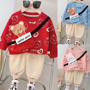 Baby Girl Boy Child Cartoon T-Shirt Pants Clothes Set Kids Toddler Casual Outfit