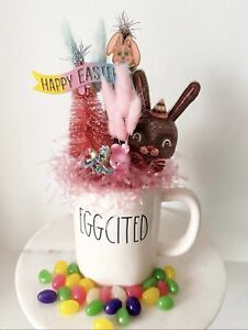 Vintage Style Easter Assemblage, Johanna Parker Easter Bunny,Rae Dunn Easter Mug