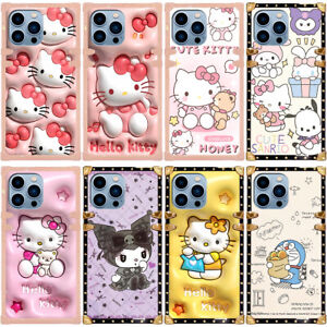 For iPhone 15 Pro Max 14 13 12 11 8 XS XR Cartoon Hello Kitty Trunk Square Case