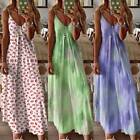 Women Summer Floral Long Strappy Dresses Ladies Boho Beach Holiday Maxi Sundress
