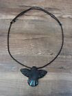 Hand Carved Jet & Turquoise Magpie Fetish Necklace by Matt Mitchell