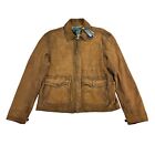 Polo Ralph Lauren Mens 100% Suede Goat Leather Bomber Jacket Brown L
