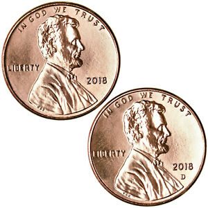 2018 P D Lincoln Shield Cent Brilliant Uncirculated 2 Coin Year Set