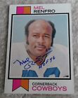 Mel Renfro 20 HOF '96 Autograph Signed 1973 Topps FB Trade Card #185  Cowboys