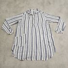 Free People CP Shades Women's White & Blue Stripe Linen Tunic Shirt Dress Medium