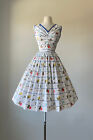 Vintage 50s 1950s White Floral Print Summer Sun Dress by Horrockses XS/S