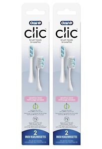 Oral B Clic Replacement Brush Heads Sensitive Clean 2 Packs Of 2 = 4 BRUSH HEADS