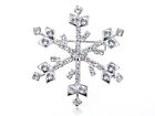 Silver Tone Clear Rhinestones Winter Holiday Snowflake Brooch Pin